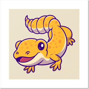 Cute Fat Tailet Gecko Cartoon Posters and Art